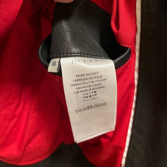 New Gucci Logo Leather Bomber Jacket Size 48 / US M - Picture 13 of 16
